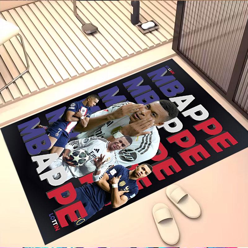 Kylian Mbappe Print Rug, Washable Floor Carpet, For Entryway Dorm Laundry Room Office Study, Home Decor Birthday Christmas Gift