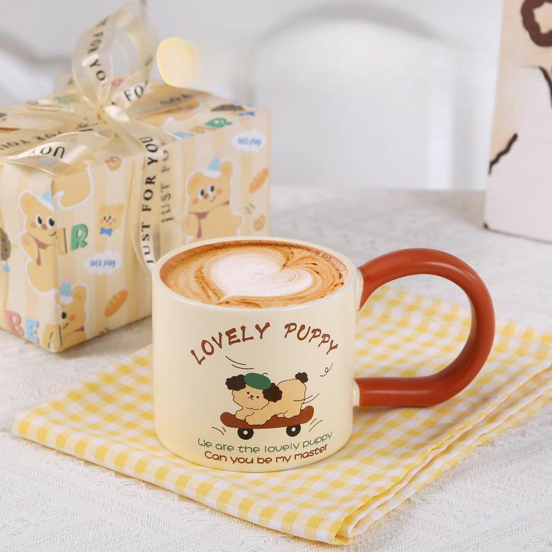 Ceramic Mug Wide Handle Couple Coffee Cup Cute Animal Opening Event Gift Breakfast Cup