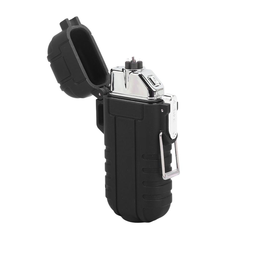 Outdoor Double Arc Electric Lighter Portable Waterproof Flashlight Lighter Charging Pulse Windproof