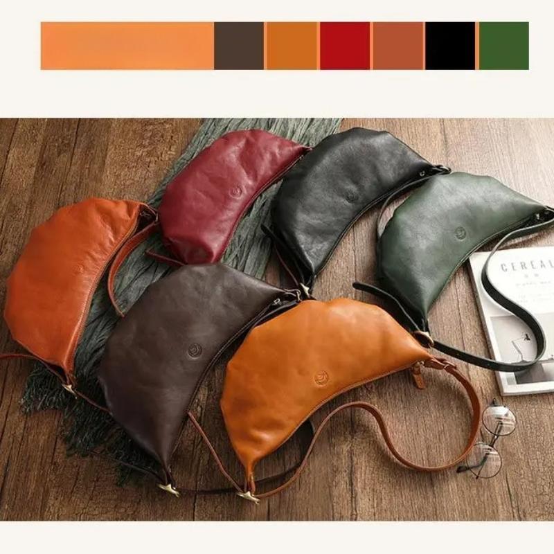 Johnature Handmade Genuine Leather Cow Horn Bag Texture Commuting Soft Cowhide Solid Color Women's Shoulder Bag