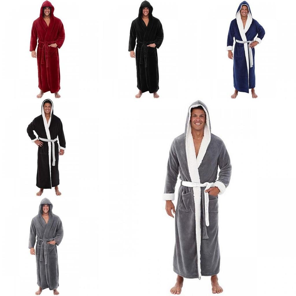 Cozy Long Sleeve Hooded Bathrobe For Autumn And Winter Homewear In Multiple Colors