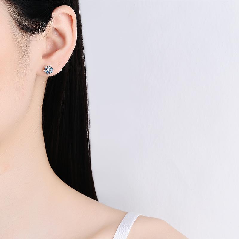 0.3-2ct Moissanite Earrings for Women Lab Grown Diamond Ear Studs 925 Silver Fine Jewelry Gift