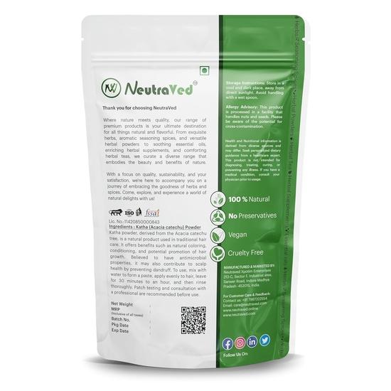 NeutraVed Natürliches Katha-Pulver | Angereichert mit essentiellen Nährstoffen, Chemikalienfrei | Ideal für alle Haartypen - 250 g