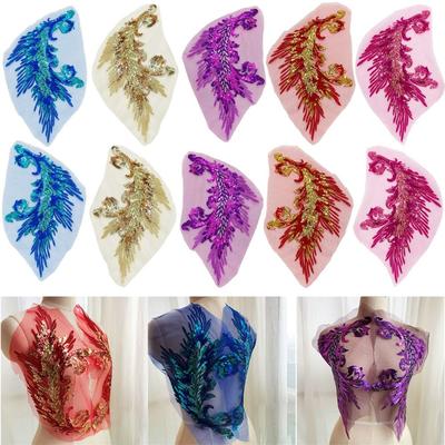 Phoenix Tail Feather Sequined Embroidery Patches DIY Clothing Applique  Classic Fashion Dresses