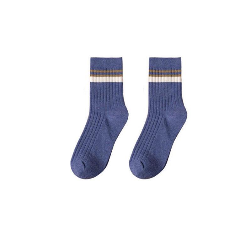 

Socks Men s Mid-Calf Solid Color Spring/Autumn Knee-High Winter Deodorant Sweat-Absorbent Striped Socks One Size Bare Socks