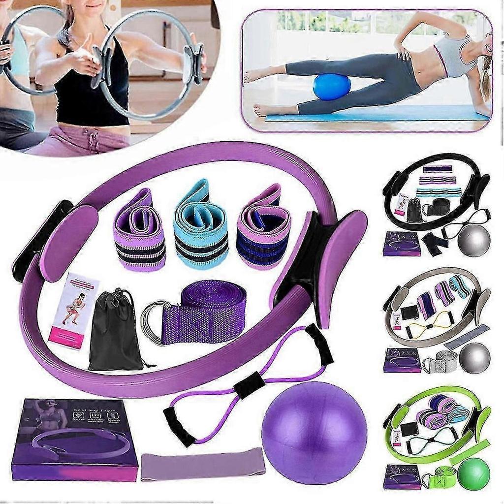 11-teiliges Pilates-Set, Essential Set für Frauen, mit Pilates-Ring, Ball, Widerstandsbändern & mehr für Heimtraining, vielseitige Widerstandsstufen