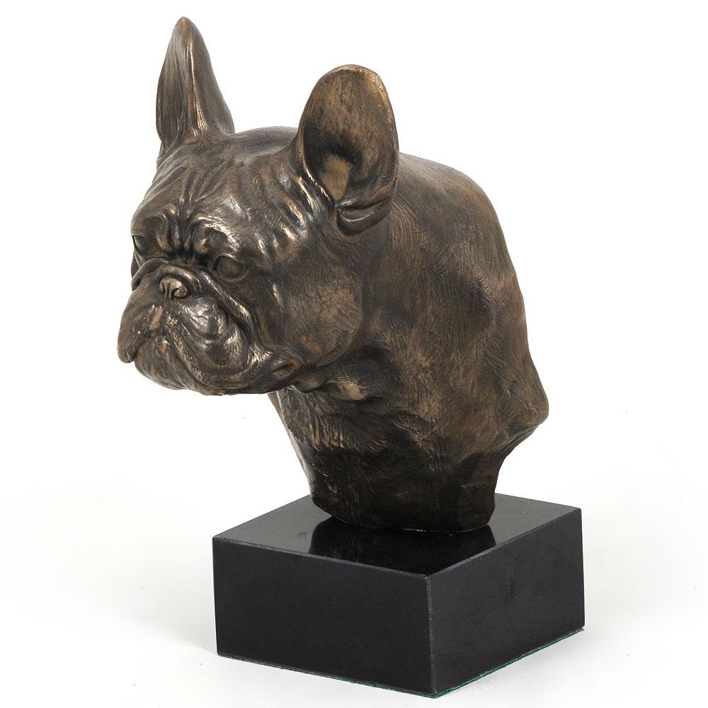 French Bulldog, Frenchie II - Dog Statue, Bust On Stone Base, Sculpture, Trophy for Dog Show by Art-Dog Brand