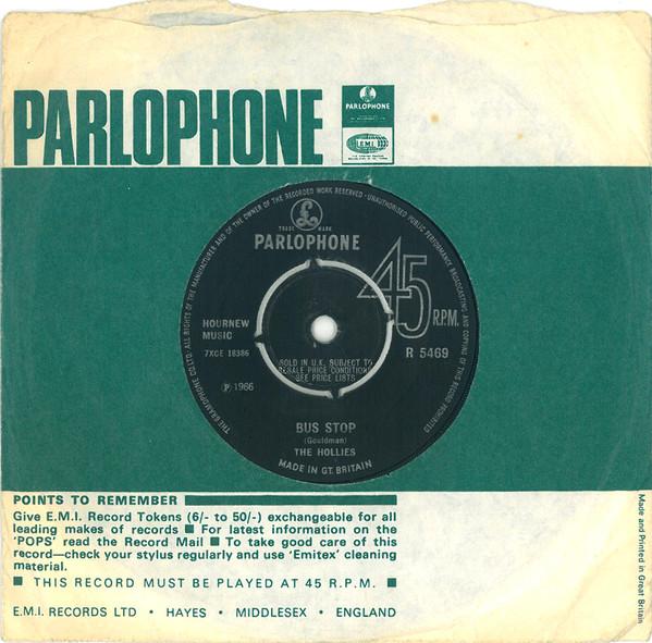 

7-дюймовая пластинка HOLLIES - Bus Stop R5469 Parlophone 1966 UK Рок Б/У