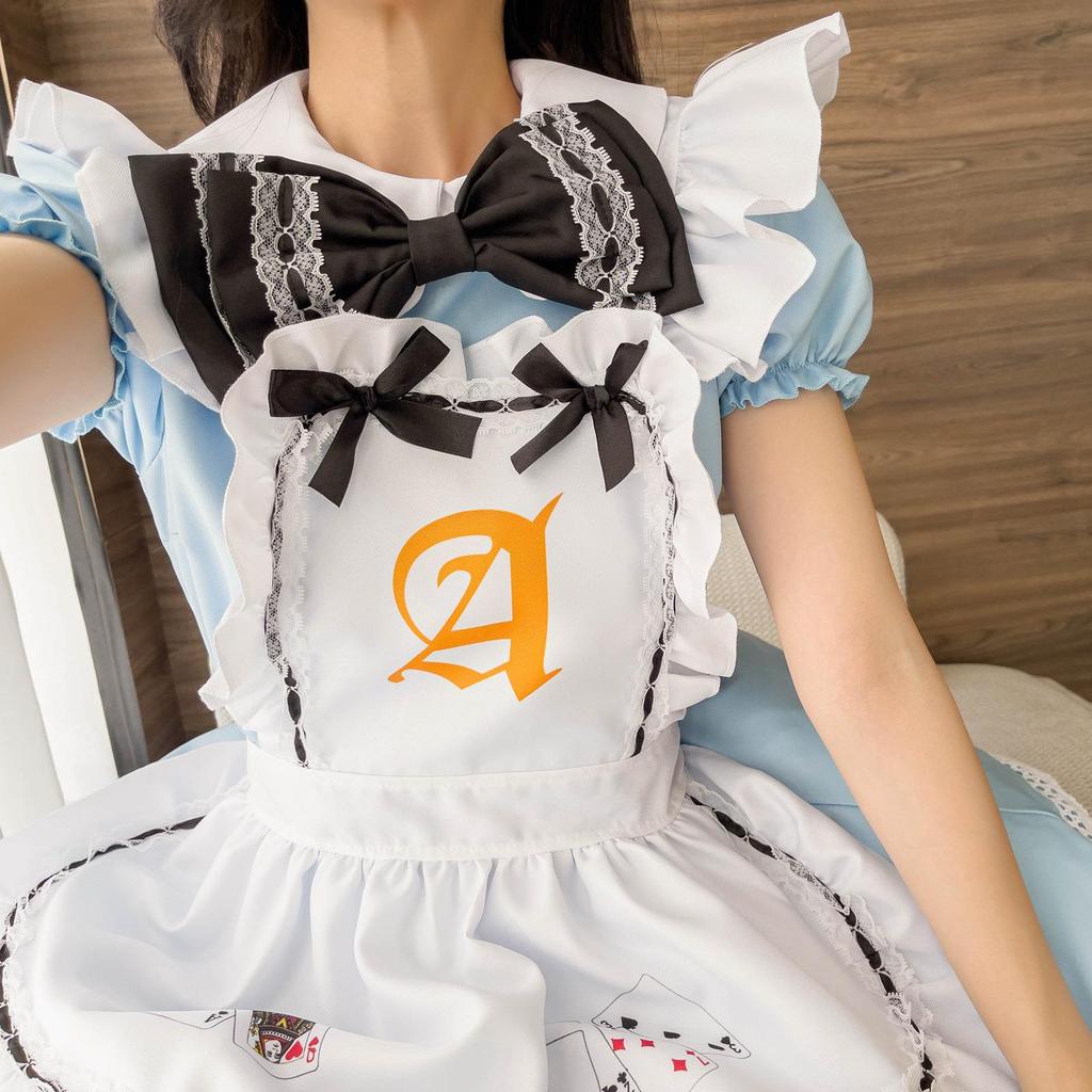 Japanese Anime Alice In Wonderland Series Playing Card Maid Cosplay Outfit