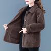 Women's Autumn/Winter Short Sheepskin Jacket Middle-aged Mother's Solid Color Casual Sweater Jacket