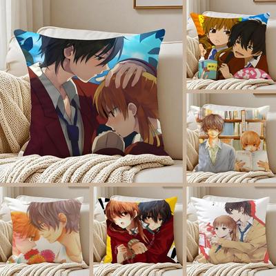 T-Tonari No Kaibutsu-kun Cushion Cover Silky Short Plush Sofa Pillow Cover Hidden Zipper Soft Dustproof Case for Home Decor