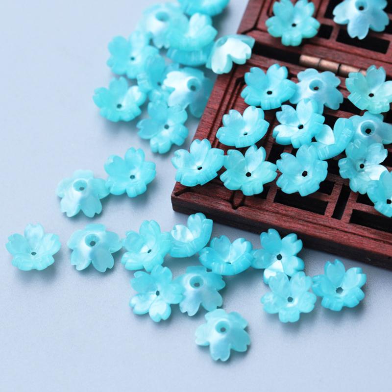 10-50pcs 11mm Resin Flower Petal Beads Caps Cherry Blossoms Charms Pendants Loose Spacer Bead for Jewelry Making Components DIY