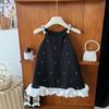 Summer Girls Black Princess Camisole Dress Stylish And Cute Sleeveless Party Gown For Kids Fashionable Children Clothing