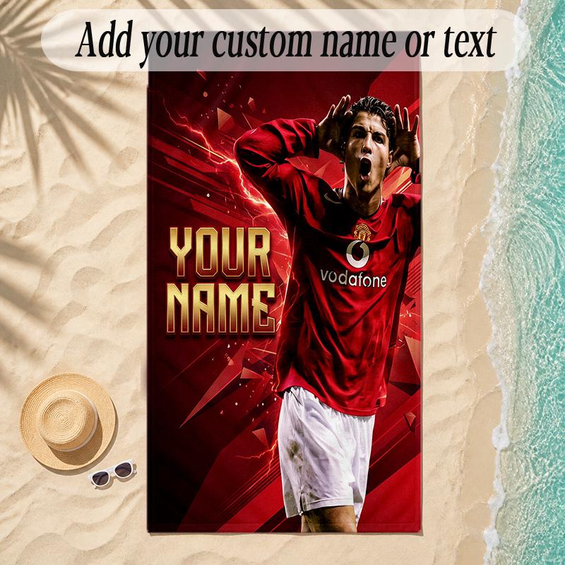 Beach TowelCristiano Ronaldo Custom Name Text Personalized Soft Towel for Beach Pool Indoor Home Decor Gift