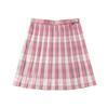 High-Waisted Japanese School Uniform Plaid Pleated Skirt - Raspberry & Black Tea