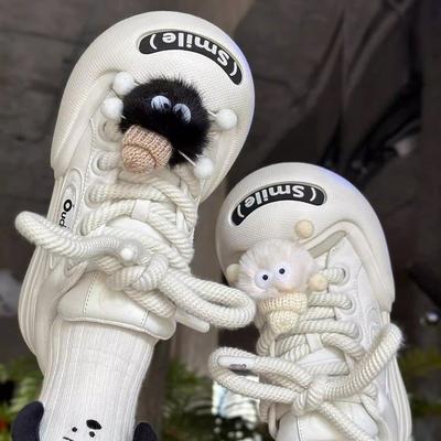 New Niche Original Cute Big Head Ugly Cute Board Shoes Women 2025 Spring New Versatile Open Smile Casual Little White