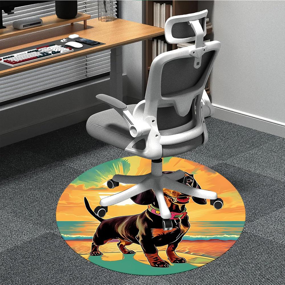

1pc Beach Sunset Dachshund Chair Carpet for Office, Soft Flannel Throw Mat, Perfect for Office, Holiday Party Decoration Choice yy260209070 80cm by 80cm