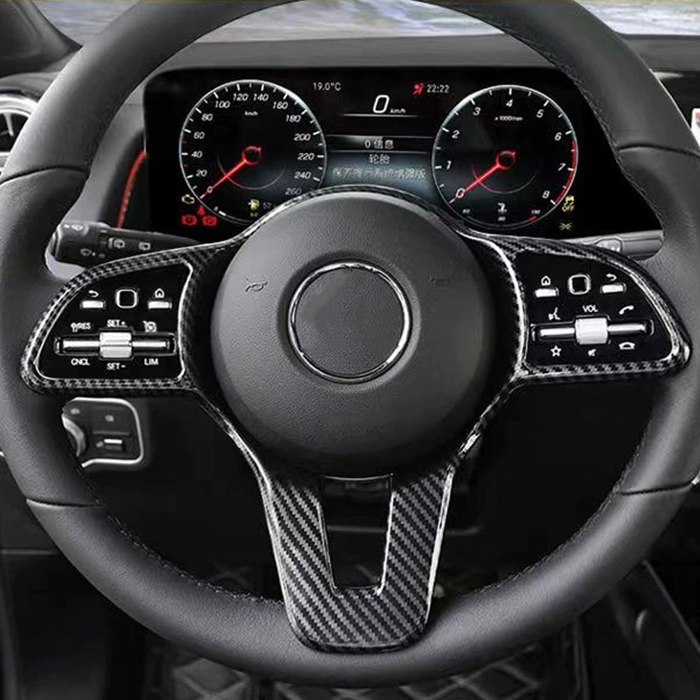 Auto Lenkrad Knopf Rahmen Zierleiste Abdeckung Kohlefaser Glänzend Schwarz für Mercedes Benz A B C E GLC GLA CLA GLS GLE EQC GLB
