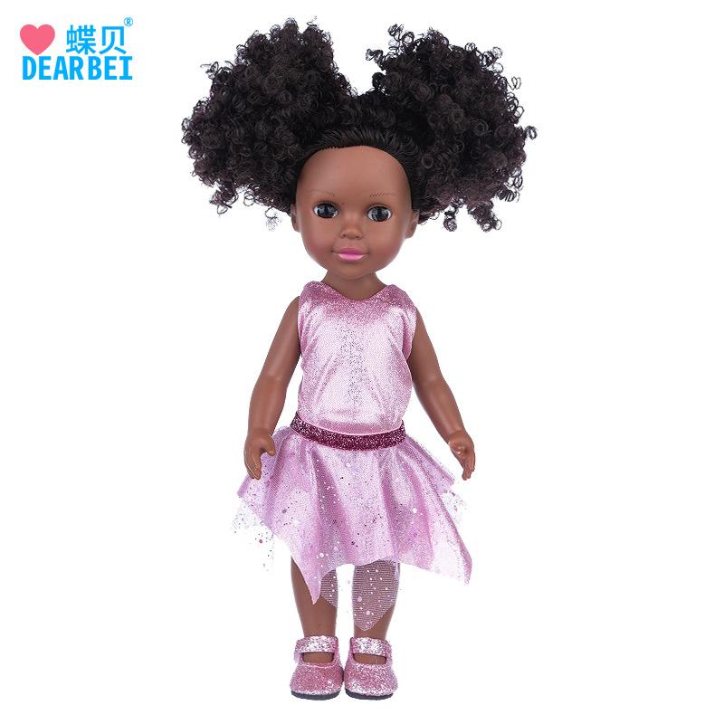 

Кукла Pacification 14 дюймов виниловая кукла африканская черная кукла с короткими волосами вуаль платье кукла милая девочка игрушка подарок 35CM розовый