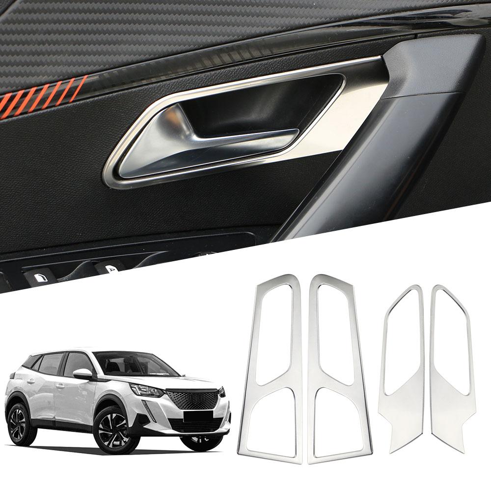 

4 шт. Накладки на декоративные рамки внутренних ручек дверей из нержавеющей стали для Peugeot 2008 E-2008 2020 2021 2022 Автоаксессуары серебряный