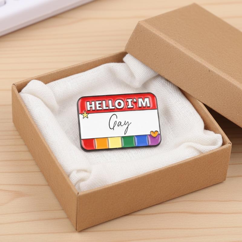 Hello I'm Enamel Pins BI Pan Asexual Trans Gay Lesbian Brooches Lapel Badges Pride Rainbow Color Dialog Box Jewelry