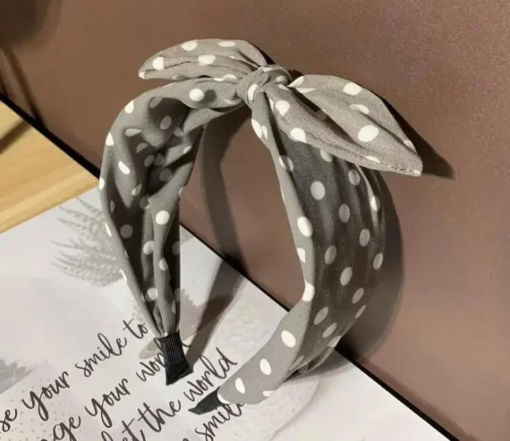 Polka Dots Bow Headband for Women Hair Accessories Sweet Lovely Rabbit Ear Knotted Hairband Not Slip Adults Hair Band Headwear