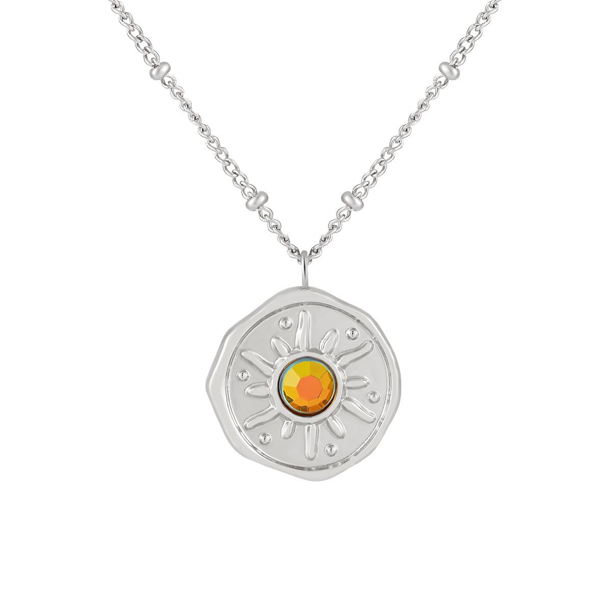 

Индонезийское ожерелье из солнечного камня: Женская легкая роскошная титановая стальная цепочка на ключицу