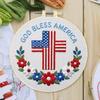 29x29cm DIY Cotton Embroidery Kit Handmade Pre-Printed Pattern Needlework Independence Day Hand Stitch Kit for Craft Lover Gift