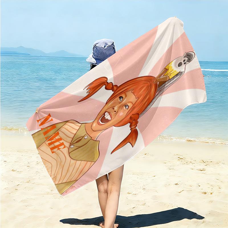 Personalized Pippi Adventures Beach Towel Microfiber Beach Towel Thin Absorbent for Beach Swimming Yoga Bath Sports. 0910248