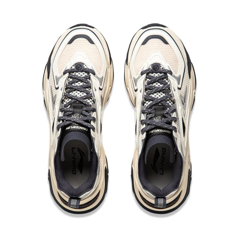 Li Ning CF Su Series Thousand Lines Strategy SS Shock Absorption Rebound Low Top Casual Shoes Women Casual Shoes Gray Off-White AGLU142-1