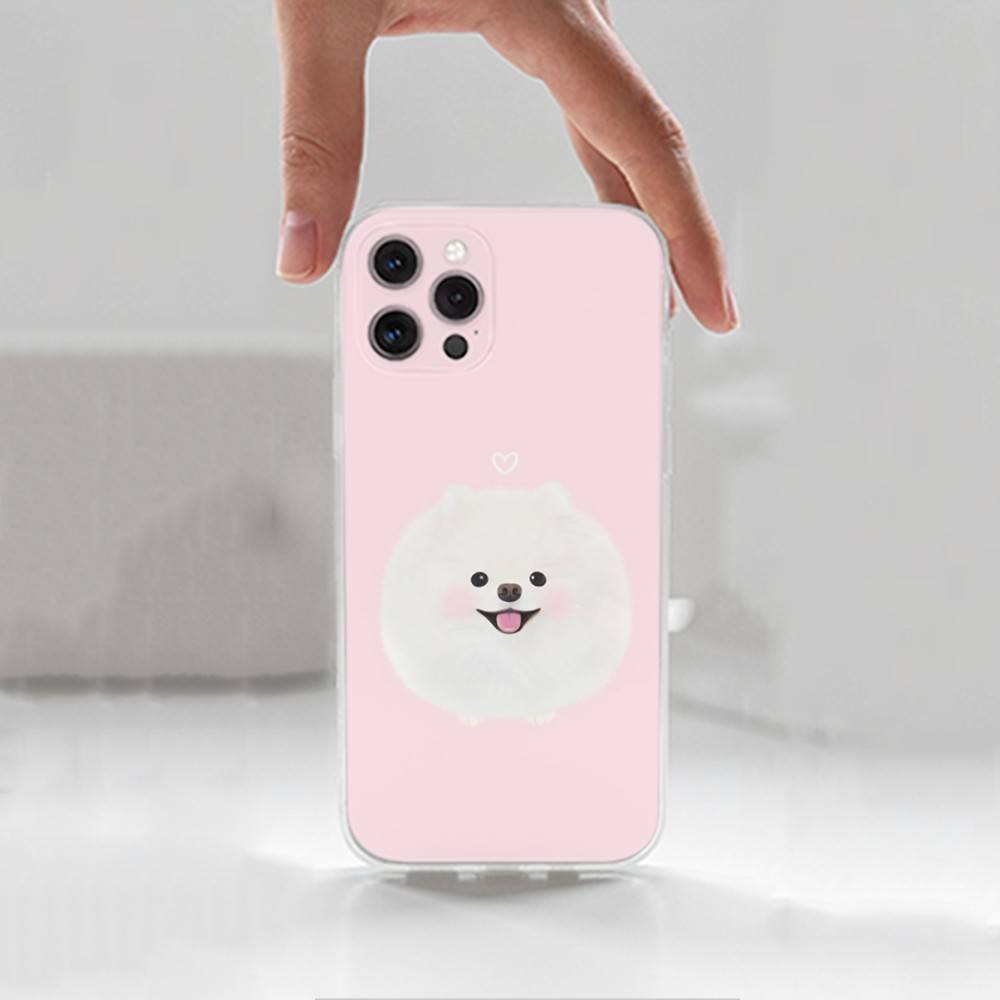Cute P-Pomeranian Dogs Case For iPhone 17,11,12,13,16,14,15,Pro,Max,Plus,X,XS,XR,SE,Mini Transparent Soft Silicone