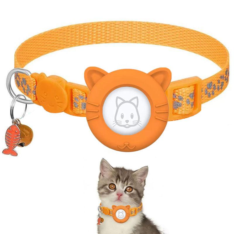 Cat Accessory Custom Reflective Pet Cat Collar for Airtag Protective Holder Silicone WaterProof Air Tag Case Collar with Bell