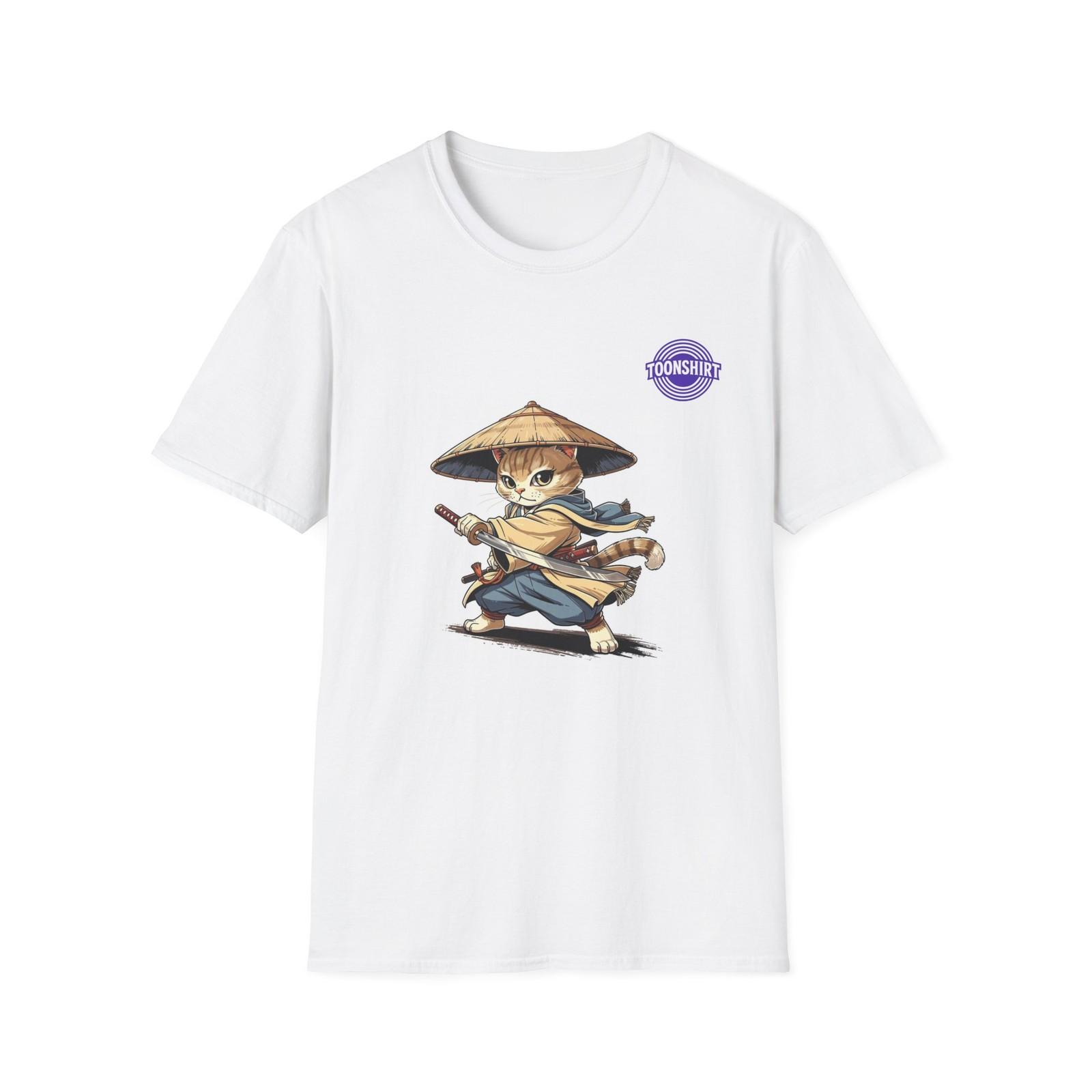 Samurai Cat Warrior Graphic T-Shirt S
