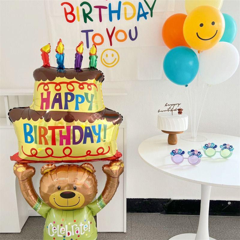 Little Bear First Birthday Party Decorations: Balloons, Cartoon Numbers & Photo Booth Props