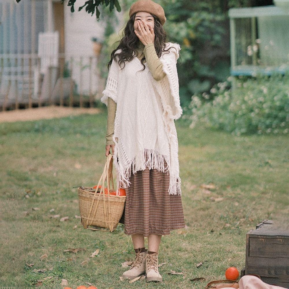 

Wrap Knitted Sweater Thick Blanket Ethnic Style Cape Hollow Tassel Stoles Bohemia Scarf Women Shawl
