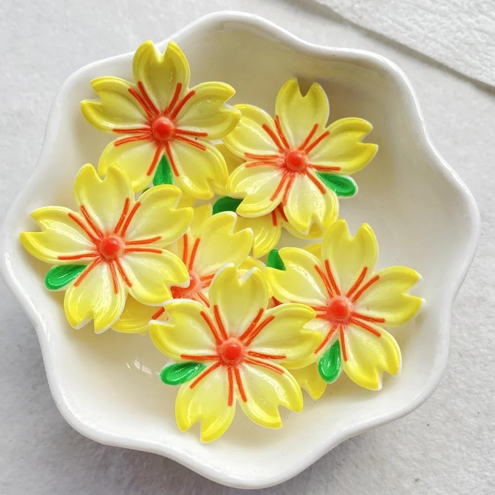 10 Pcs Cute Cartoon Flower Series Resin Crafts for Scrapbooking and DIY Jewelry Making