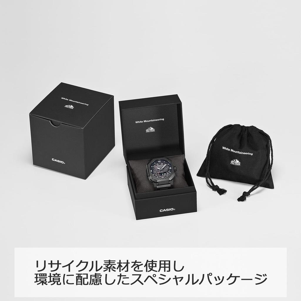 Casio Pro Trek Climber Line White Collaboration Model Solar Sapphire Black Mountaineering® Watch, Radio-Controlled Watch, Eco-Friendly Materials,
