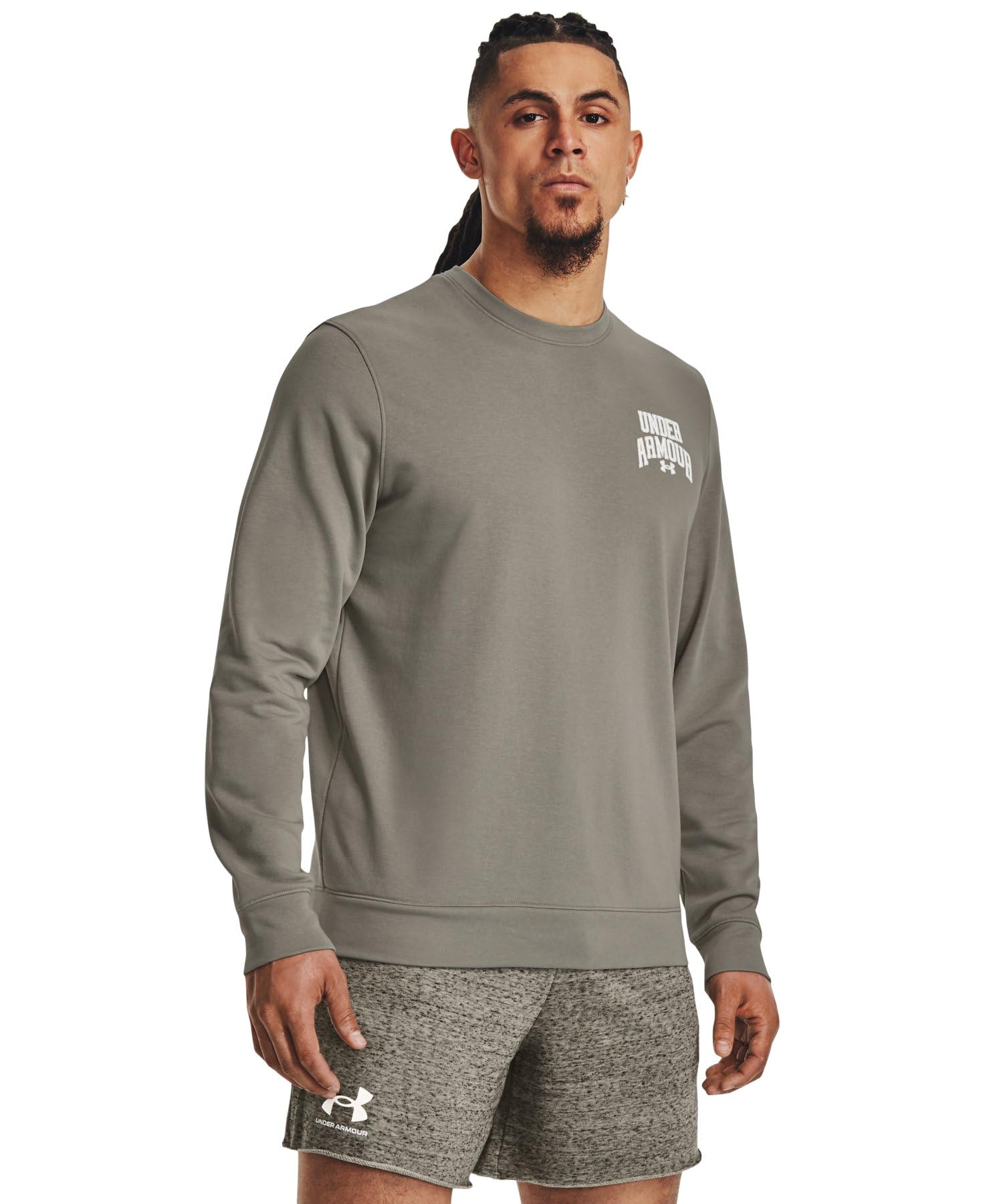 

UA Rival Terry Graphic Crew Grove Green White SM [Under Armour]