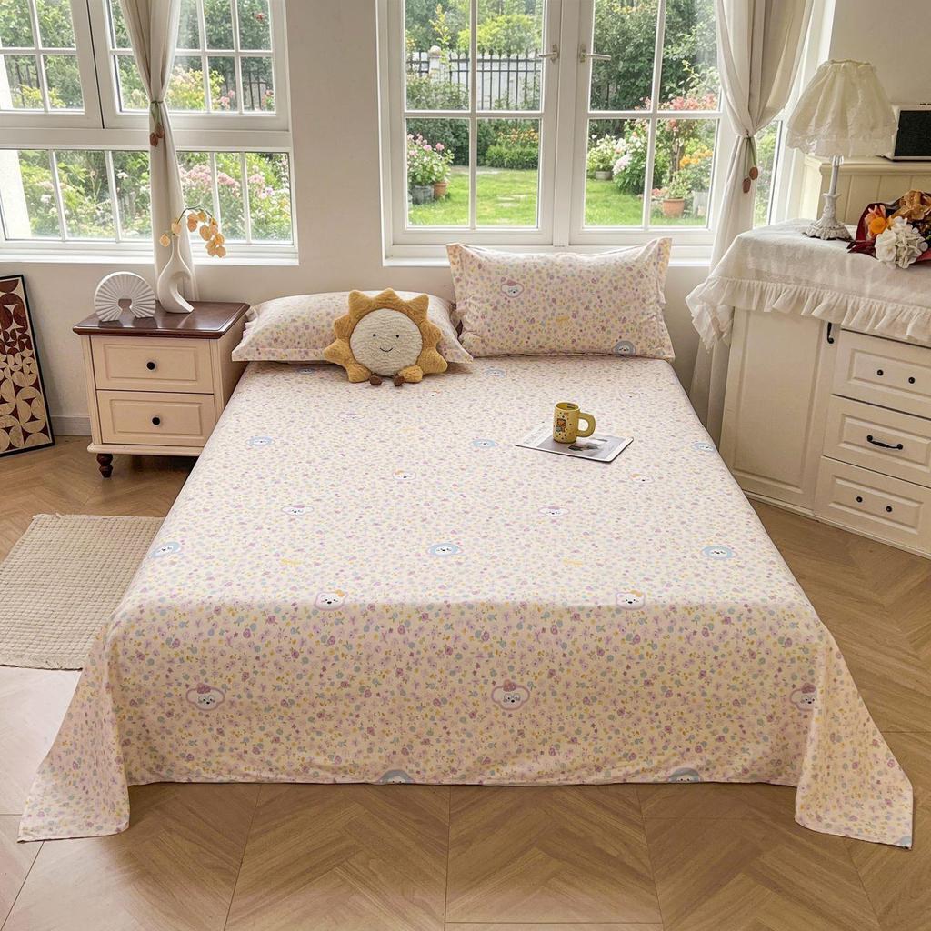Active Print Pure Cotton Bed Sheets - Simple Style for Dormitory, Home, Single & Double Beds