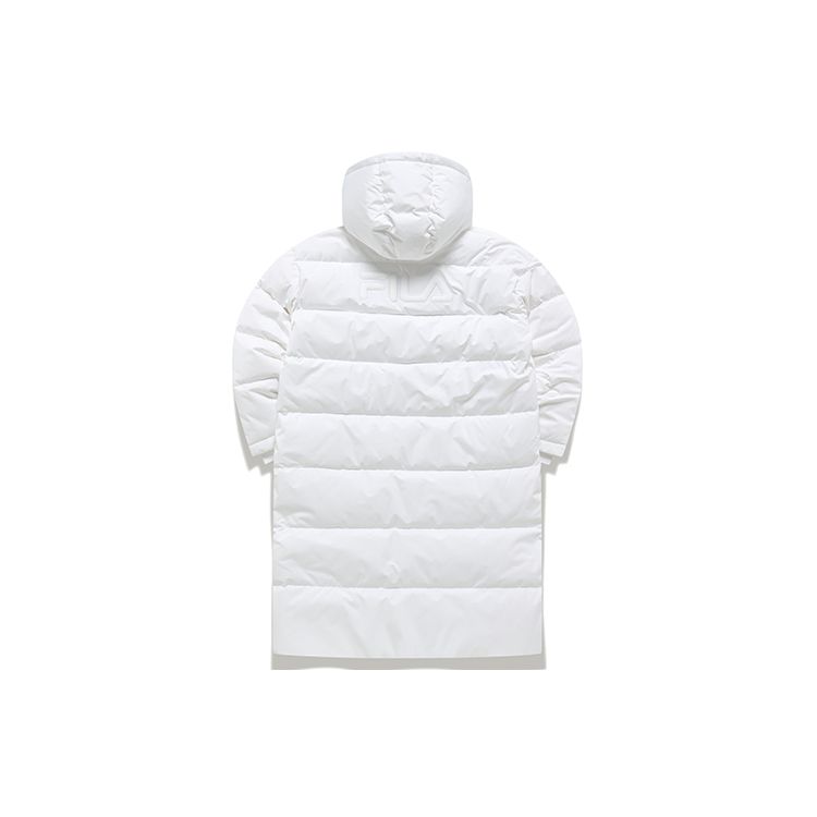 Fila Fusion Solid Color Warm Mid-Length Hooded Down Jacket Women Outerwear White T11W141903F-WT