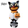 Halloween Party Supplies Black Cat Figurines, Vintage Ornament with Pumpkin, Small Theme Room Decor Retro Resin Table Decoration for Shelf,