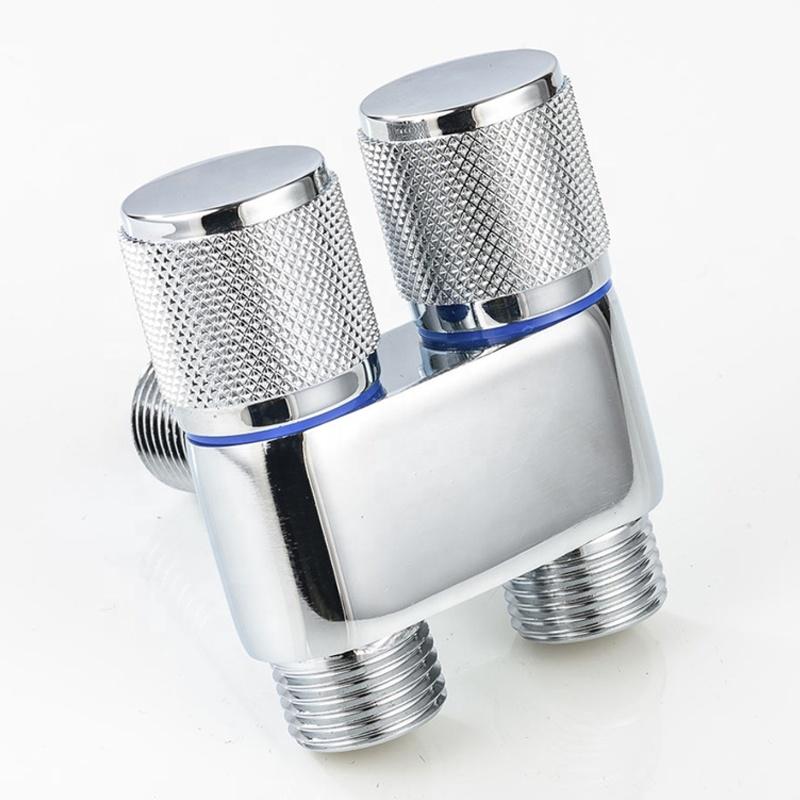 G1/2" Standard Messing 1 in 2 Aus Winkelventil Reinigungs-Toiletten-Bidet-Sprüher Shattaf Doppelgriff Wandmontage Set für Badezimmer