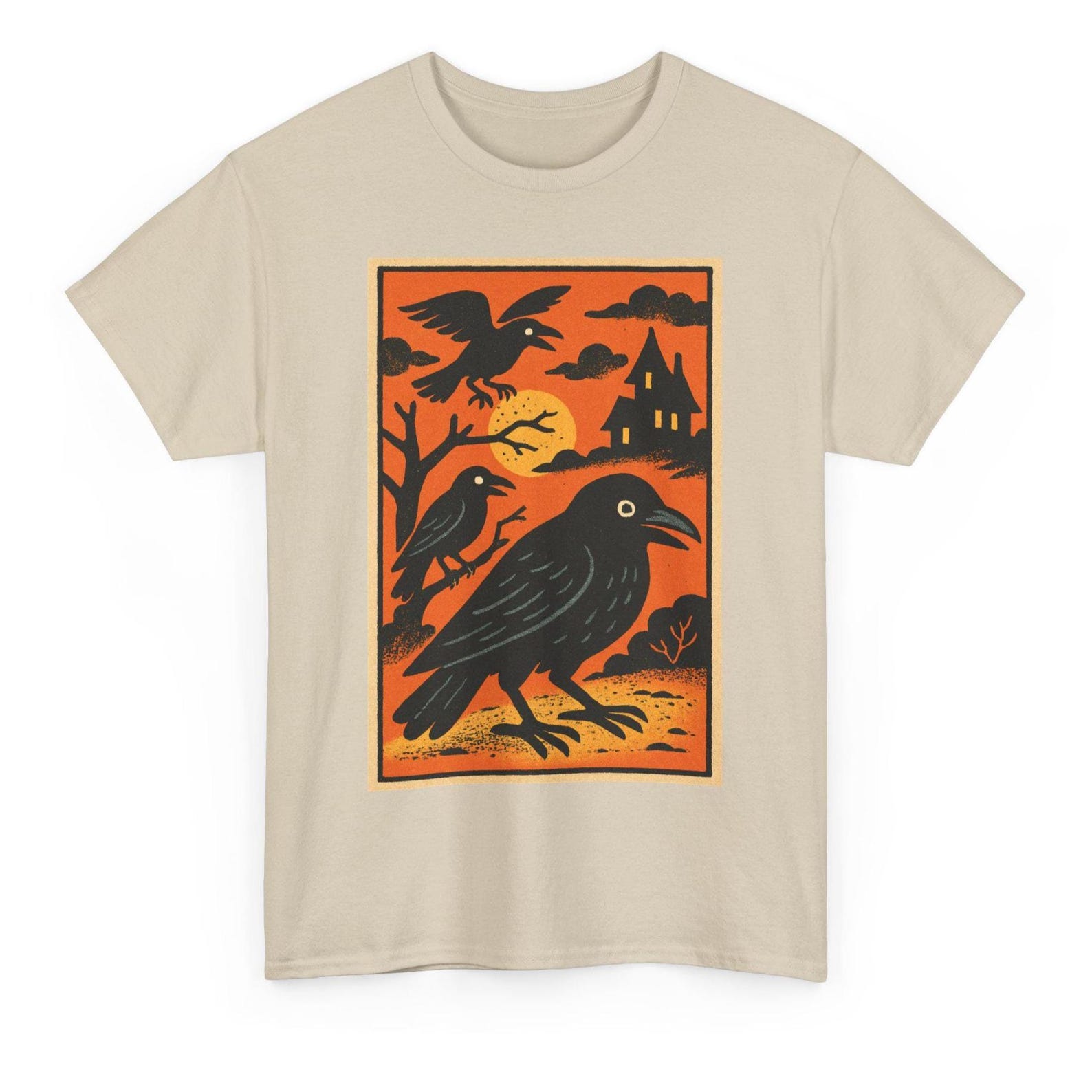 Retro Comic Raven T-Shirt: Spooky Gothic Halloween Tee 2XL