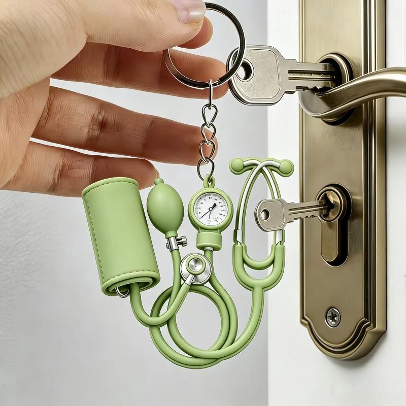 2D Acrylic Medical Keychain Mini Cartoon Stethoscope Pattern BPA Free for Pediatric Nurse Appreciation Small Gift