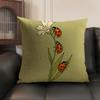 Cute Cartoon Ladybug Cushion Cover Natural Linen Organic Fabric Double-Sided Printing Sofa Home Decor Gift Pillow Case