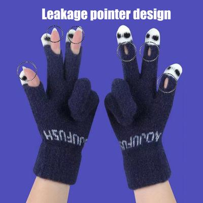 Cute Warm Fuzzy Gloves Women Men Cozy Plush Touch Screen Gloves Winter Funny Finger Gloves for Texting Writing Driving