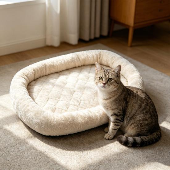 Plush Cat Bed Soft Small Dog Cushion Bed Washable Non-slip Pet Sleeping Pad for Indoor Cats Kittens Small Dogs