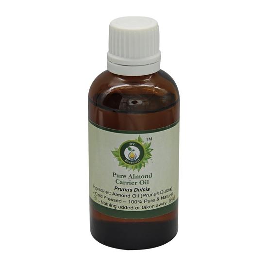 R V Essential Pure Almond Carrier Oil 50ml- Prunus Dulcis (100% Pure and Natural Cold Pressed)