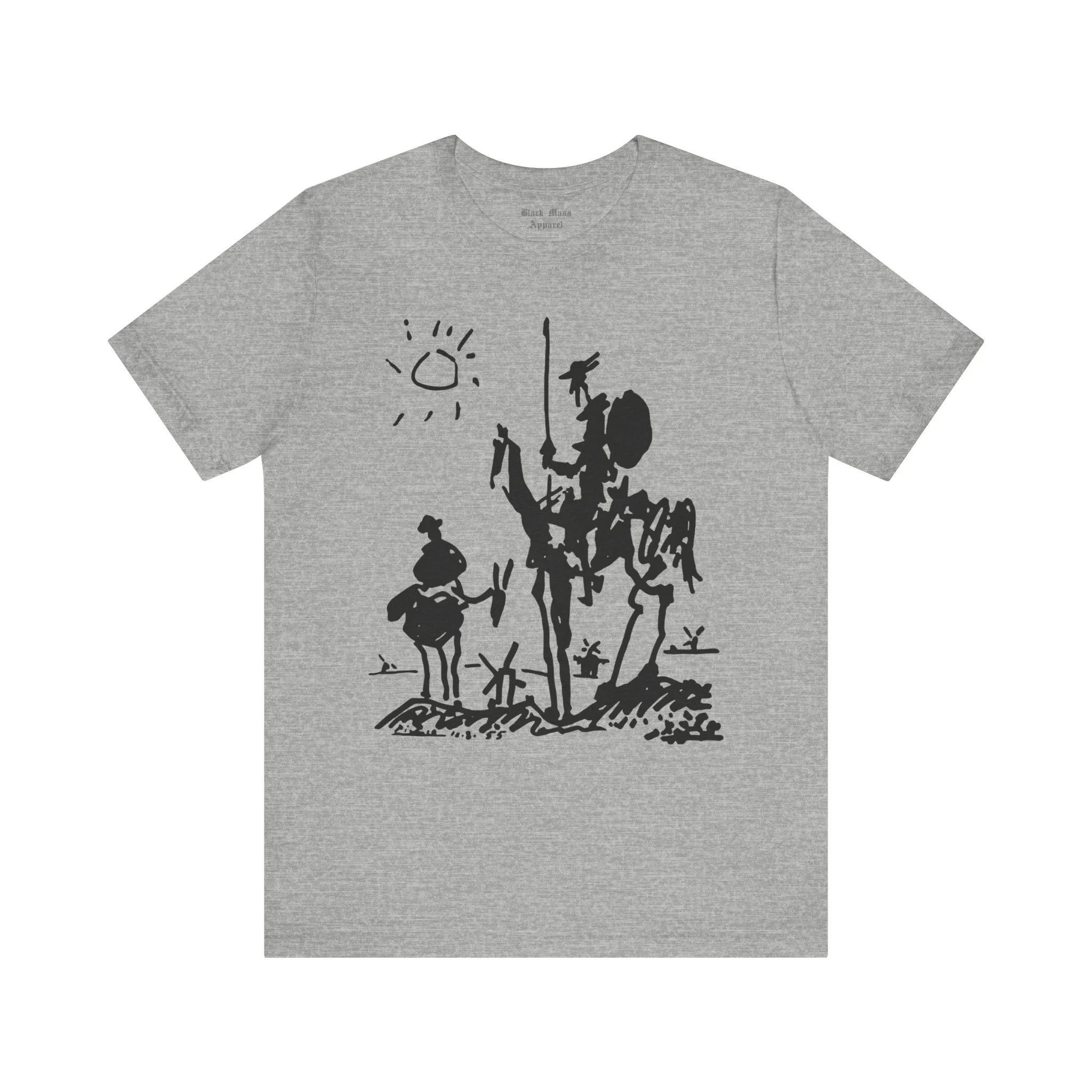 Don Quixote Pablo Picasso Shirt Miguel De Cervantes T-shirt Spanish Novel Bookworm Surreal Sketch Men s T-shirt S