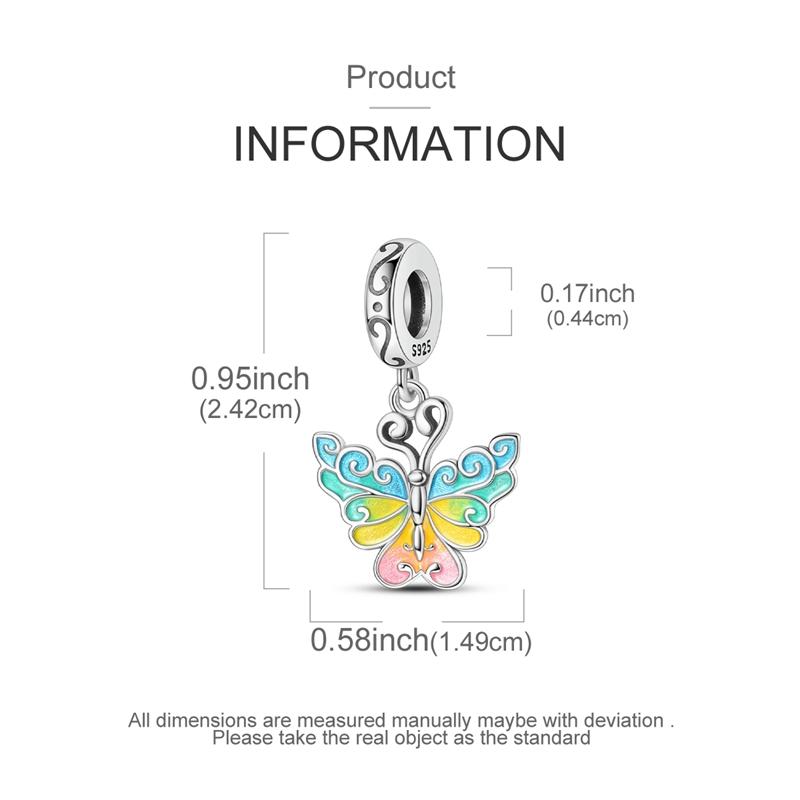 100% Real Copper Charms Bead Luminous Butterfly Dangle Fit Original Bracelet Diy For Woman Jewelry Party